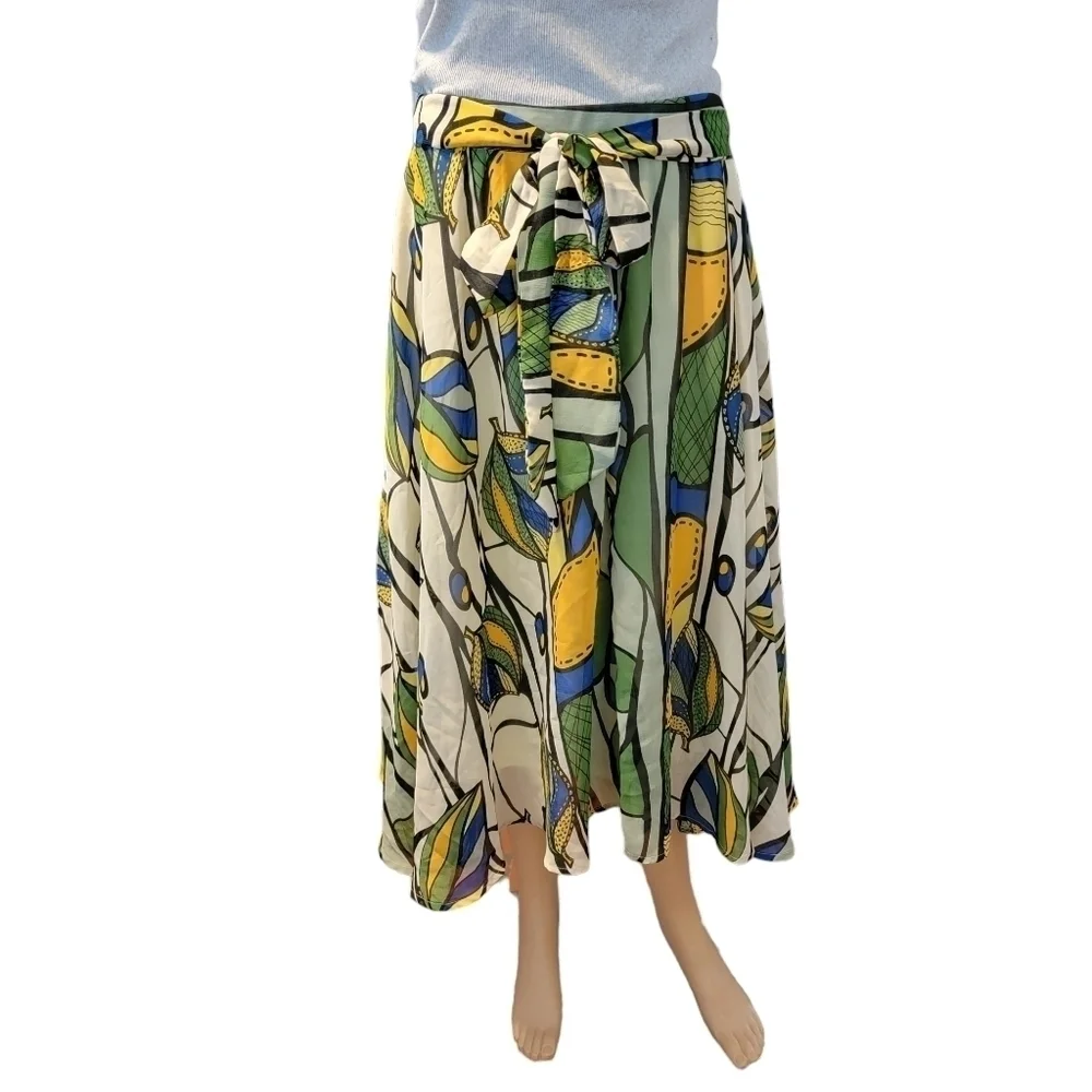 Live 4 Truth Bright Abstract Skirt Size XL Geen leaf yellow T31 - Picture 6 of 8